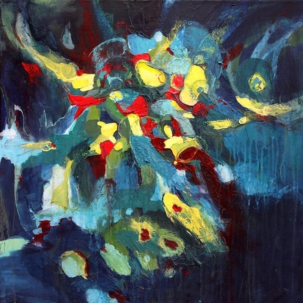 main photo of Abstract Painting in Blue, Yellow, Red