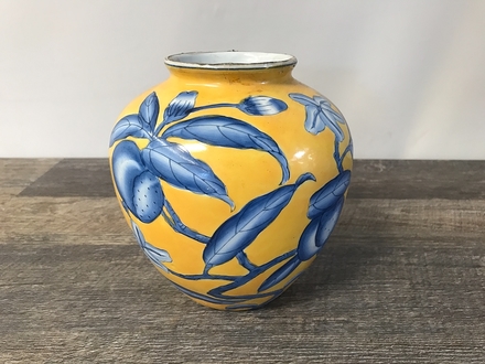 main photo of Asian Yellow and Blue Round Vase