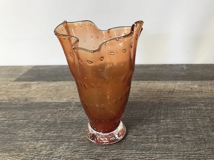 main photo of Vintage Amber Glass Vase