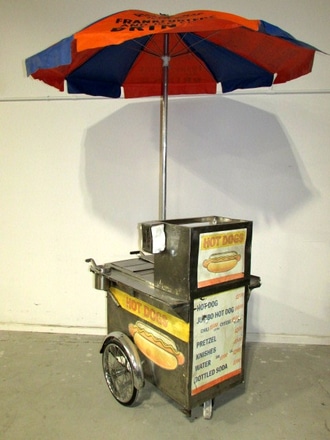 main photo of cart hot dog medium with umbrella