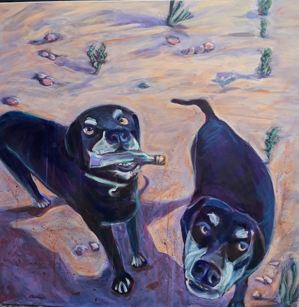 main photo of Dogs Playing Fetch Painting