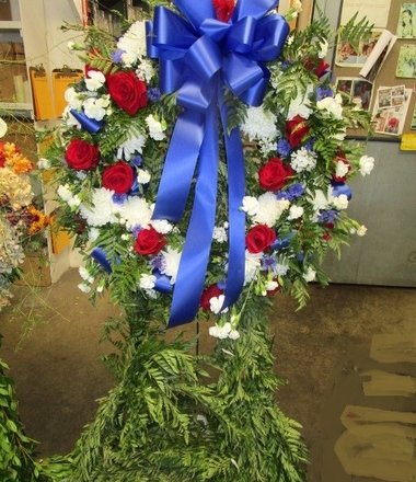 main photo of Fresh Floral Patriotic Funeral Wreath