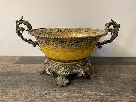 main photo of Vintage Brass Filigree Footed Bowl
