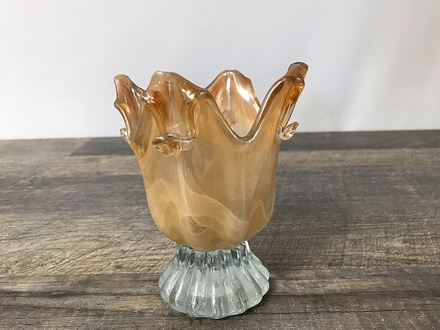 main photo of Vintage Pulled Glass Crown Vase