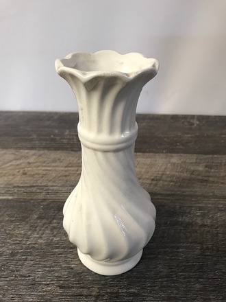 main photo of Vintage Ceramic White Twirled Bud Vase
