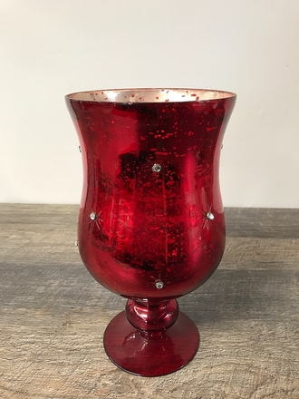 main photo of Red Mercury Glass Footed Vase