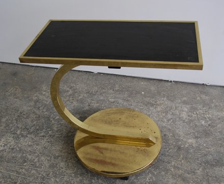 main photo of Brass Rolling Table with Black Top