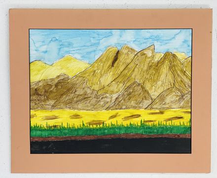 main photo of Yellow Watercolor Landscape Matted 15