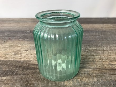 main photo of Green Glass Ribbed Jelly Jar