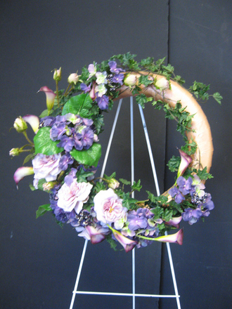 main photo of Purple Crescent Easel Wreath