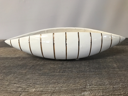 main photo of Vintage Ceramic White and Gold Stripe Boat