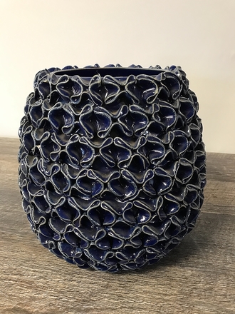 main photo of Blue Ceramic Wonton Vase