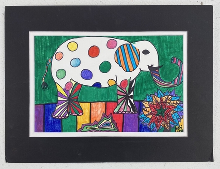 main photo of Kids Elephant Drawing Matted 1