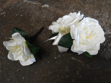 main photo of Gardenia Corsage and Boutonniere Set