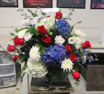 main photo of Fresh Floral Patriotic Pedestal Arrangement