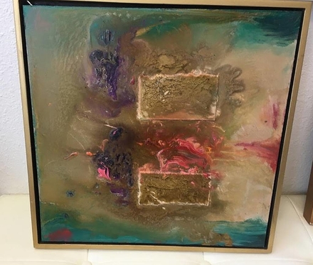 main photo of Abstract Painting in Gold, Teal & Purple