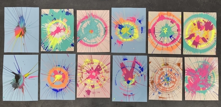 main photo of Set of 12 - Spin art on paper
