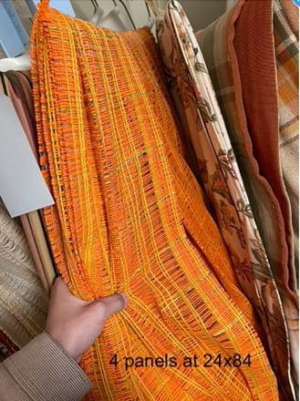 main photo of vintage orange and yellow drapes