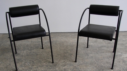 main photo of German Tubular Black Leather Arm Chair