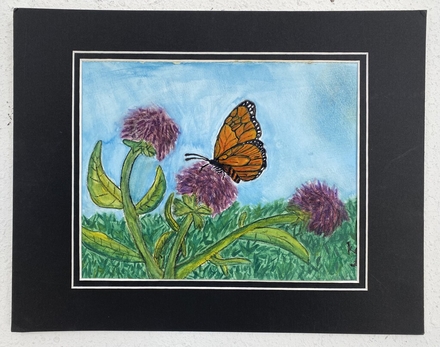 main photo of Butterfly & Flowers Watercolor Matted 32