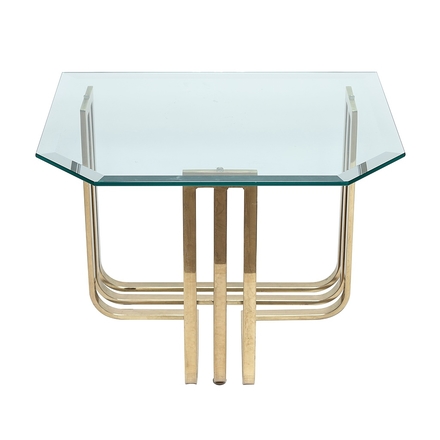main photo of Asymmetrical Glass & Brass Side Table