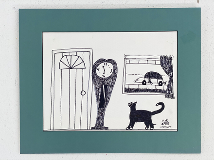 main photo of Clock and Cat Teen Drawing Matted 6