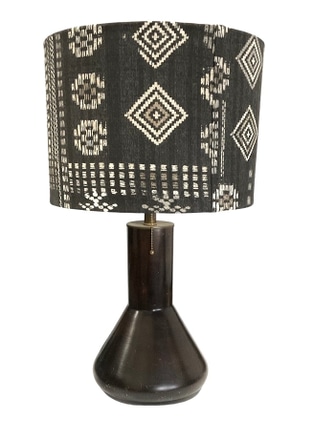 main photo of Table Lamp Base; dark wood, beaker shaped base, pull switch