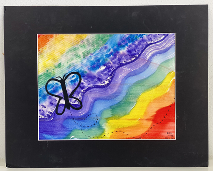 main photo of Watercolor Rainbow with Butterfly Matted 14
