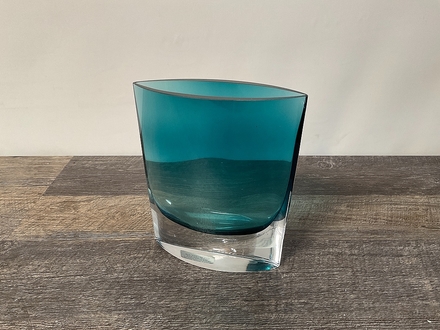 main photo of Blue Pinch Shape Crystal Vase