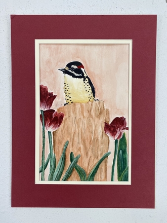 main photo of Bird with Flowers Teen Art Matted 2