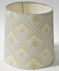 Lamp Shade; cotton, mod diamond pattern taupe, white & yellow