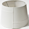 Lamp Shade; Ivory linen barrel shape w geometric matching ribbon