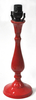 Table Lamp Base; metal red enamel, turned stick rounded base