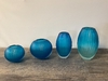 Pair of Smaller Ribbed Blue Bubble Bowl Vases