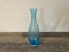 Narrow Blue Glass Etched Vase