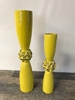 Chartreuse Ceramic Hourglass Vase A