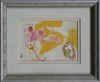 Cleared Painting on Paper; Pink, Yellow, and Green Abstract