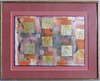 Cleared Collage, chinese letters floating on red mat