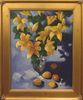 Yellow Flowers and Lemons Blue Background