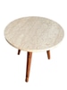 Tan Round Mable Tripod Side Table