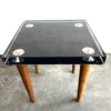 Black Lucite Top Side Table w Wood Legs