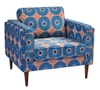 Accent chair; uphostered, blue and gold West Africa design