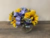 SILK Sunflower Arrangement with Lavender Ribbon