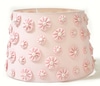 Lamp Shade; deco flowery pink cotton shade, tapered drum