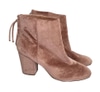 Ankle Boots; pair, mauve velvet, chunky heel,