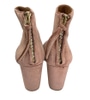 Ankle Boots; pair, mauve velvet, chunky heel,