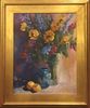 Multi Color Fowers in Blue Vase