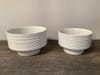 White Ribbed Ceramic Footed Bowl