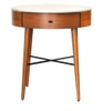 Side table; circular marble top, one drawer