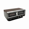 Clock Radio; Silver, Dark brown wood